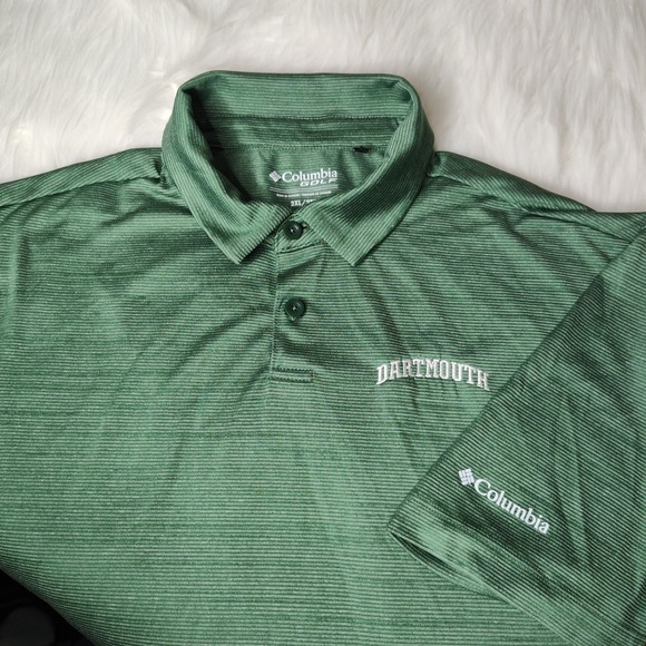 Men's Columbia Golf Dartmouth Polo Size 2XL Green Striped Performance Shirt - Picture 1 of 7